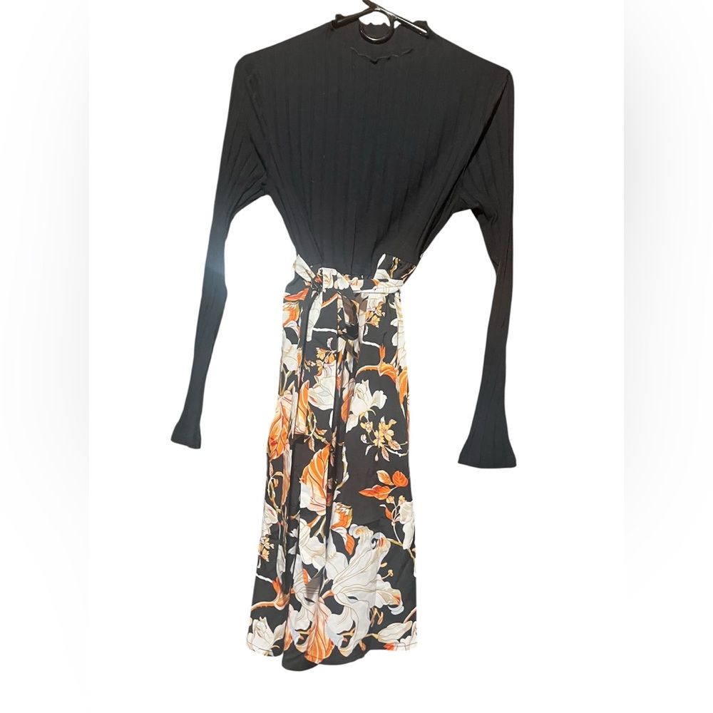 Shein maternity Black and Floral Long Sleeve Dress